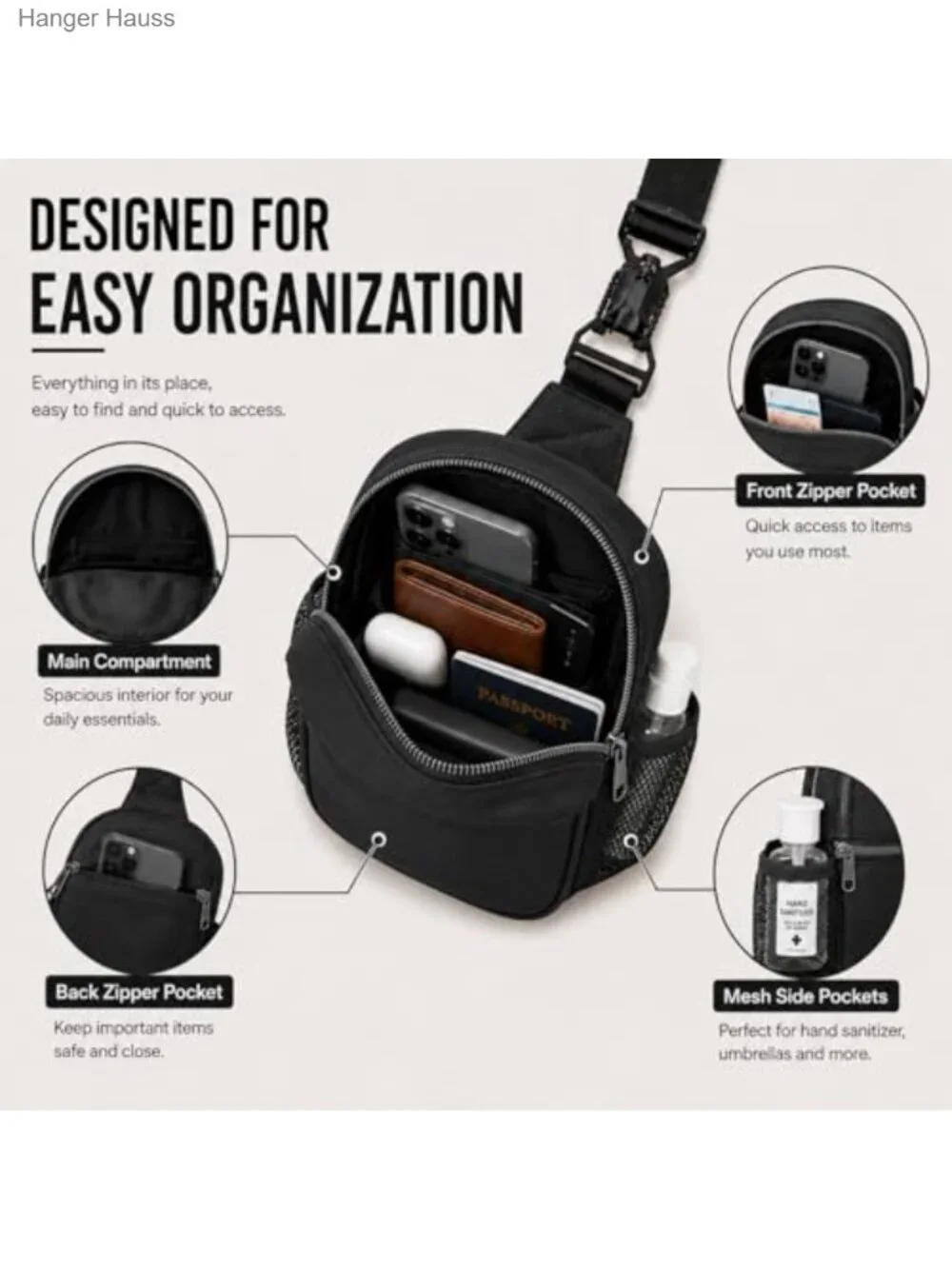 Anti Theft Crossbody Bag RFID Blocking Sling Purse Travel Nylon